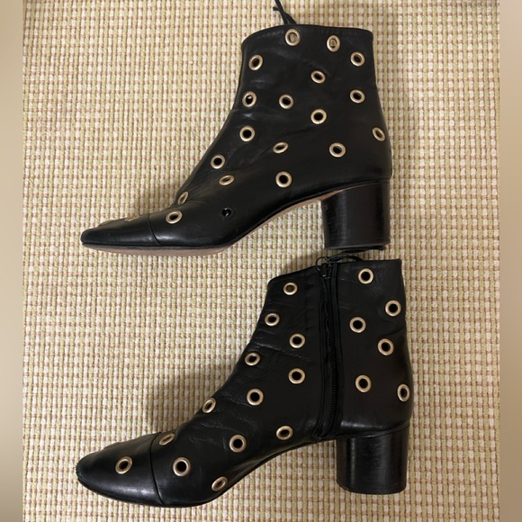 Isabel Marant Black Ankle Boots with Gold Accents - Picture 6 of 9